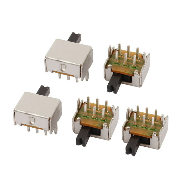 uxcell 5Pcs 4 Position 10P 2P4T Panel Mount Micro Slide Switch Latching Power Switch 